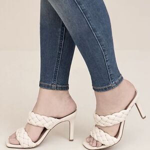 BRAND NEW HERSTYLE BRAIDED 2 STRAP SQUARE TOE HIGH HEEL STILETTOS MULES SANDAL